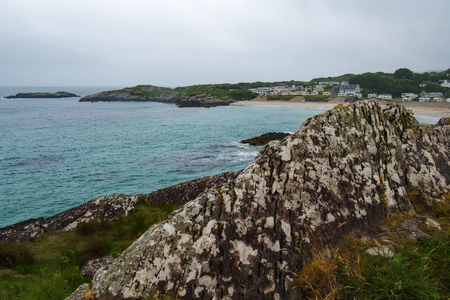 Irish Beach Village Overcastの写真素材
