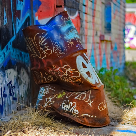 Graffiti Trashcanの写真素材