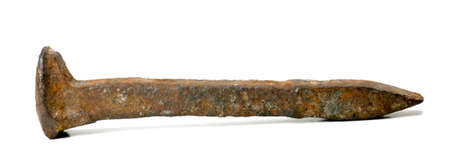 Old Rusty Nail Isolated on Whiteの写真素材