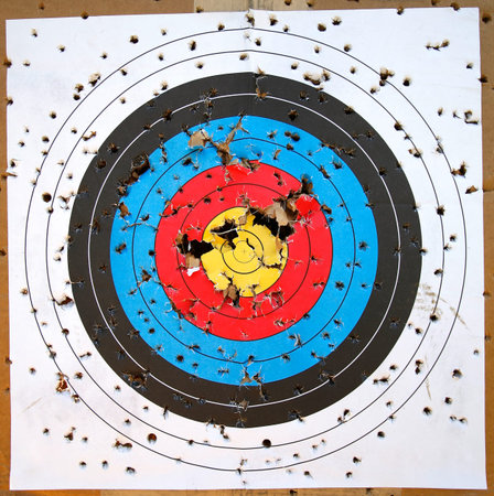 Shot Up Target with Bullseye