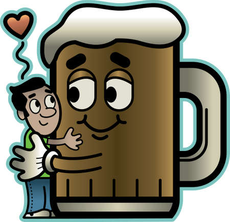 Man Hugging Beerのイラスト素材