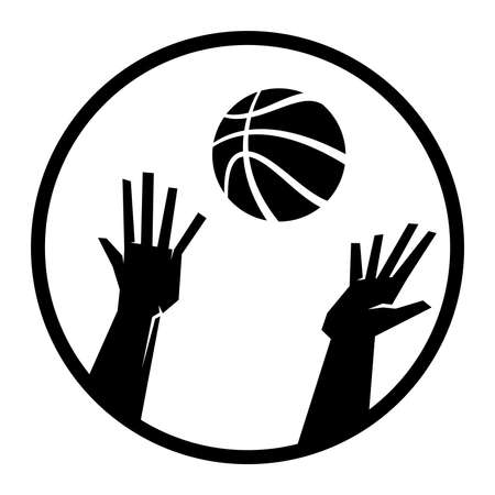 Hands reaching for basketball vector illustrationのイラスト素材