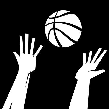 Hands reaching for basketball vector illustrationのイラスト素材