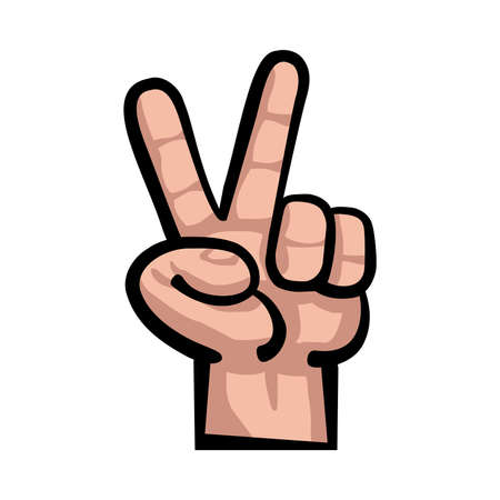 Hand peace sign cartoon vector illustrationのイラスト素材