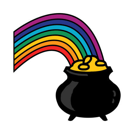 Pot of Gold Rainbow Vector Iconのイラスト素材