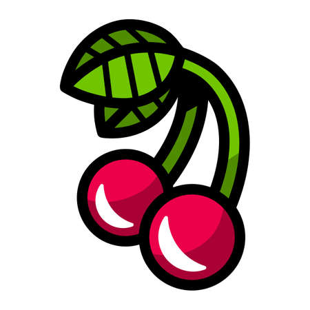 Cherry Fruit Vector Iconのイラスト素材