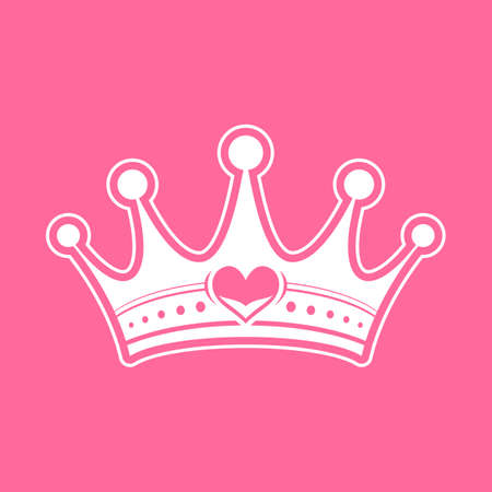 Pink Girly Princess Royalty Crown With Heart Jewelsのイラスト素材
