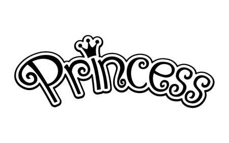 Pink Girly Princess Logo Text Graphic With Crownのイラスト素材