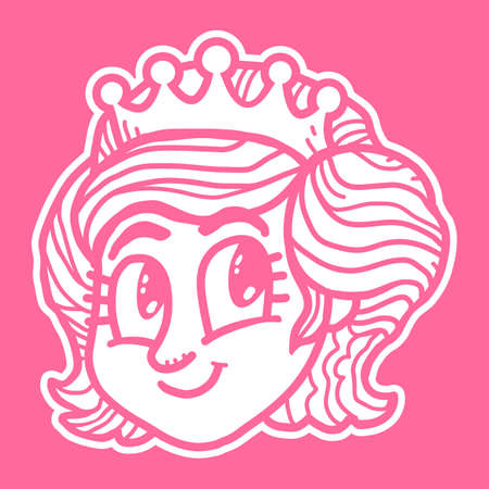 Cute Cartoon Girl Princess Wearing Crowのイラスト素材
