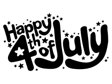 Happy 4th of July fun text vector graphicのイラスト素材