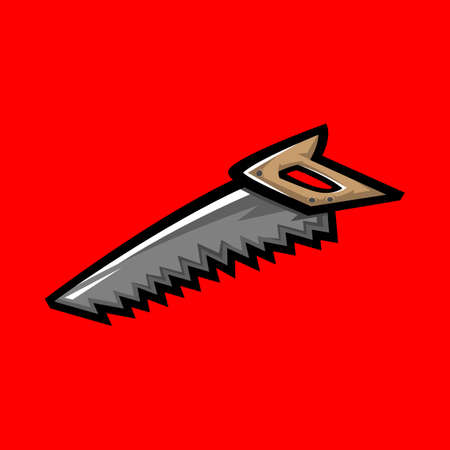 Hand saw construction tool for cutting wood. Vector cartoon illustrationのイラスト素材