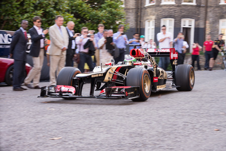 London, UK - July 3, 2014: Lotus Formula 1 car rolls into Royal Artillery Park for demonstrationのeditorial素材