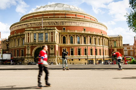 London, UK - June 2014: Men play street hockey in front of the Royal Albert Hall, London のeditorial素材