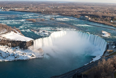 The Horseshoe Falls in Niagara Falls taken from above on the Canadian side.の写真素材