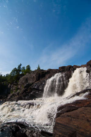 A waterfall on the Muskoka River in Muskoka, Ontario, Canada.の写真素材