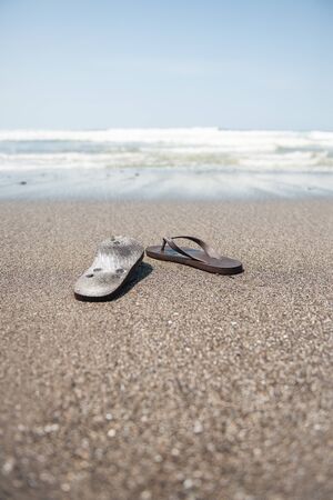 Flip flops on beach, stock pictureの写真素材