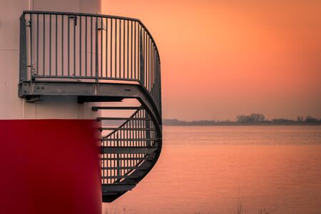 Lighthouse on the River Elbe, Hamburg, Germanyの写真素材