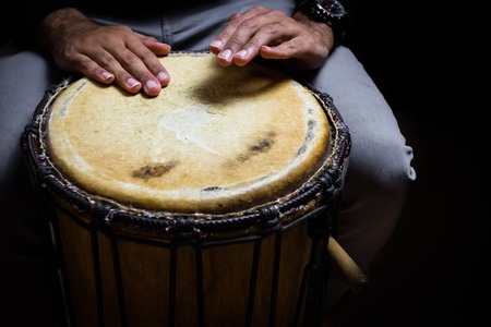 Sinlge West African Drum in Dramatic Single Light.の写真素材