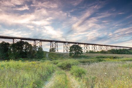 Salisbury Mills, NY / United States - Sept. 29, 2019:  Landscape view of the Moodna Viaduct, an iron railroad trestle spanning Moodna Creek and its valley .のeditorial素材