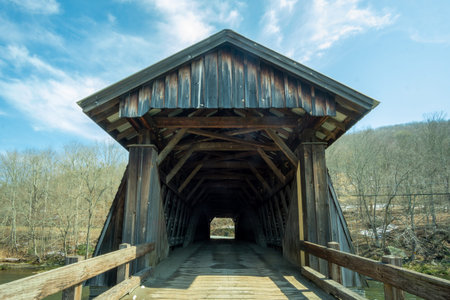 Livingston Manor, NY / United States - April 19, 2020: A view of the entrance to the Livingston...
