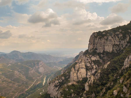 Montserrat, Barcelona / Spain - Sept. 8, 2016: The dramatic mountain of Montserrat, famous for its wind-sculpted rock formations and Benedictine abbey,のeditorial素材