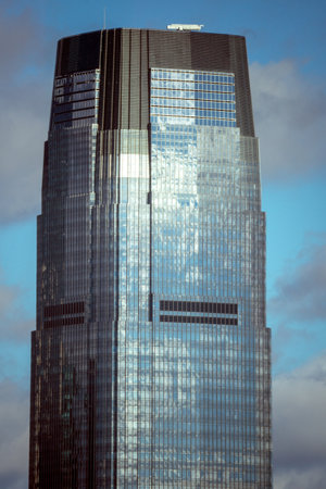 Jersey City, NJ - USA - Jan 2, 2021: a vertical view of the 42 story Goldman Sachs Tower at 30 Hudson Street in Jersey City.のeditorial素材