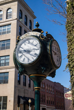 Middletown, NY - USA - Mar 13, 2021: Three quarter view of the historic First Congregational Church on East Main Street in Middletown.のeditorial素材