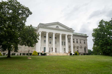 Staatsburg, NY - USA -July 1, 2021: Three quarter view of the front of the Staatsburgh State Historic Site, a Beaux-Arts mansion designed by McKim, Mead, and White.のeditorial素材