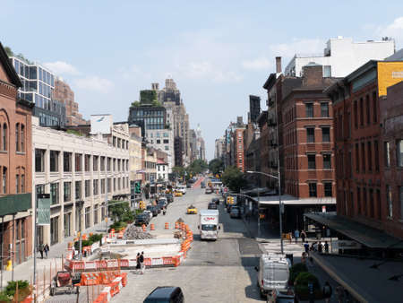 New York, NY - USA - July 6, 2021: A horitzontal view of the Meatpacking District, seen from the High Line.のeditorial素材