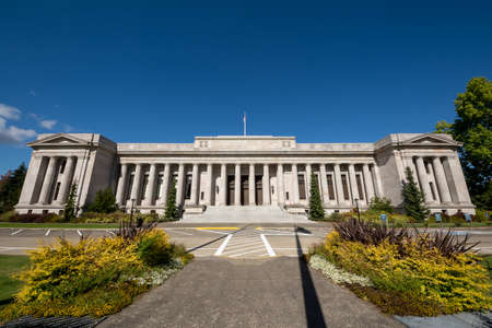 Olympia, Wa - USA - Sept. 20, 2021: Horizontal view of the neoclassical Temple of Justice. A government building in Olympia, Washington, where sessions of the Washington Supreme Court are convened.のeditorial素材