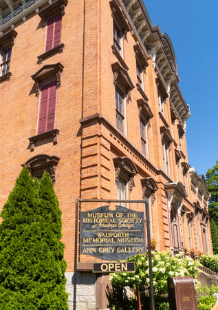 Saratoga Springs, NY - USA - Aug 3, 2022  A vertical closeup of the historic Canfield Casino, located inside Congress Park. Listed on the National Register of Historic Places,のeditorial素材