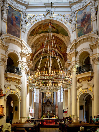 Prague, Bohemia â€“ CZ â€“ June 2, 2023 Interior view of The Church of Saint Nicholas, a...