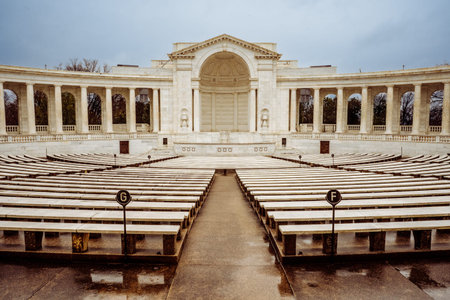 Arlington,VA â€“ US â€“ Mar 23, 2024 Wide angle of the Greek Revival styled Memorial...