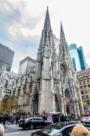 New York, NY â€“ US â€“ Dec 13, 2025 St. Patrick's Cathedral, a Neo-Gothic landmark on...