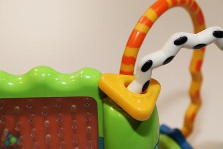 Close View of a Colorful Baby Plinko Toyの写真素材