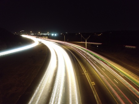 Light trails in the highway of San Antonioの素材