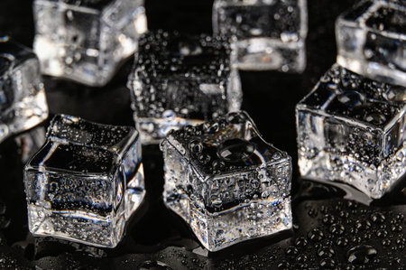 Multiple Ice cubes on a Black background