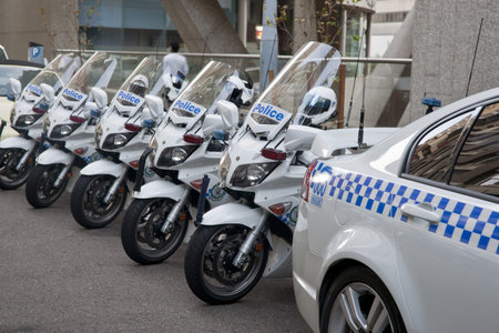 Sydney, Australia, January 2011, Police motorcycles parke on sydney street.