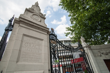 London, England - July 18, 2013, The W G Grace entrance to the home of the sport of Cricket, the Lord s Cricket Ground のeditorial素材