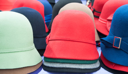 Hats, red hat prominent の写真素材
