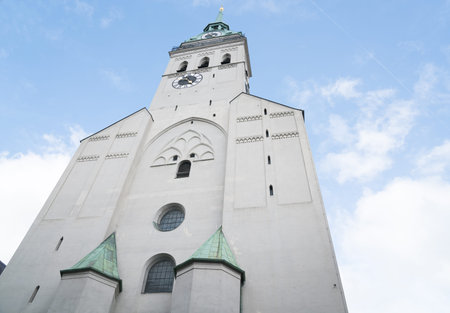Saint Peter's church tower and clocks in Munich, Germany.