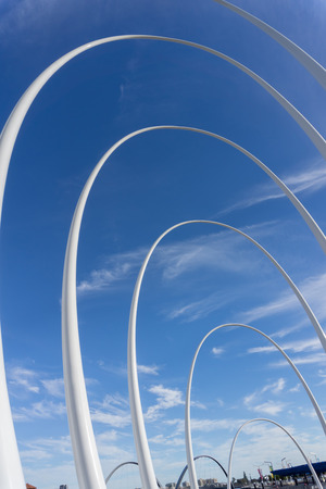 PERTH AUSTRALIA - MAY 30 2018; Spanda by artist Christian de Vietri 29 metre sculpture  is a contemporary and striking opened 2016 in city's Elizabeth Bay area.のeditorial素材