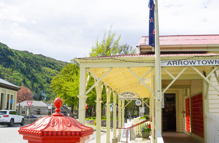 ARROWTOWN, NEW ZEALAND - OCTOBER17 2018; typical day in street in popular laid-back tourist town...