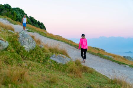 TAURANGA NEW ZEALAND FEBRUARY 14 2019; People scenic  track up Mount Maunganui walking up and down for daily exerciseのeditorial素材