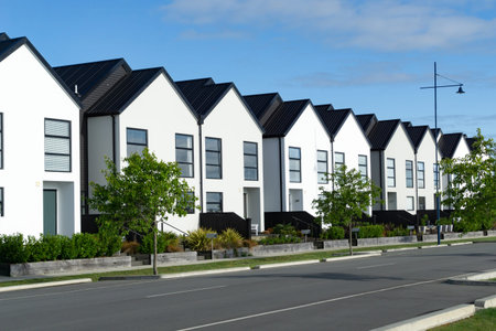 Suburban street new row houses modern high density living environment