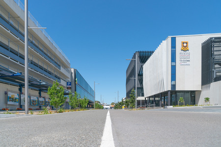 Tauranga New Zeakand - October 27 2019; Tauranga city Durham Street newly re-opened  and buildings with street markings.のeditorial素材