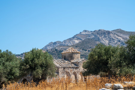 The byzantine 11th century church of Agios Georgios Diasoritis, close to Chalki village, Naxos...