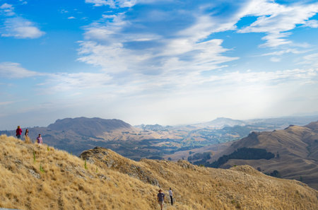 Hastings New Zealand - February 16 2020; People on  Te Mata Peak in Hawkes Bay, New Zealand,...