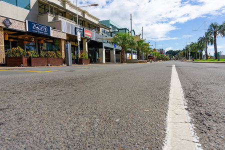 Tauranga New Zealand - March 27 2020; Empty city streets leave an eerie feeling during the covid-19...