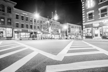 Brattlebro USA - October 10 2014: Strong leading street markings for pedestrian crossing in...
